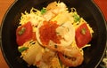 Fresh seafood and vegetables mixed traditional Chirashi sushi bowl