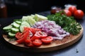 Fresh Seasonal Organic Vegetables on Clean Cutting Board for Healthy Homecooked Meals Royalty Free Stock Photo