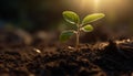 Fresh seedling growth in nature organic land generated by AI