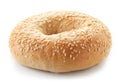 Fresh sesame bagel on white background Royalty Free Stock Photo
