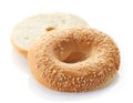 Fresh sesame bagel on white background Royalty Free Stock Photo