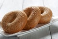 Fresh sesame bagels Royalty Free Stock Photo