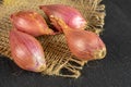 Fresh shallot on grey stone