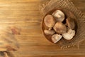 Fresh Shiitake Mushrooms, Raw Shitake, Healthy Organic Asian Fungi Royalty Free Stock Photo