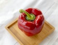 Fresh Shiny Red Bell Pepper Wooden Board Royalty Free Stock Photo