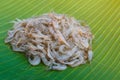 Fresh Shrimp on banana leaf in Thailand local market