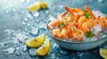 The shrimp on ice.AI generated image Royalty Free Stock Photo