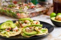 Fresh shrimp ceviche, marinated in lime with fresh vegetables Royalty Free Stock Photo