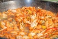 Fresh shrimps seafood mix cooking. Fresh Food Buffet Brunch Catering Dining Eating Party Sharing Royalty Free Stock Photo