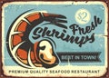 Fresh shrimps vintage sign design Royalty Free Stock Photo