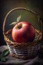 Fresh and Simple Red Apple in Wicker Basket generative AI