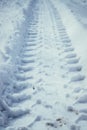 Fresh skid mark in the powder snow, outside in the winter Royalty Free Stock Photo