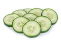 Fresh slice cucumber close-up on a white background. Royalty Free Stock Photo