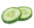 Fresh slice cucumber close-up on a white background. Royalty Free Stock Photo