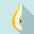 Fresh slice pear icon, flat style