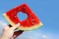 Fresh slice of watermelon with heart inside Royalty Free Stock Photo