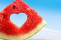 Fresh slice of watermelon with heart inside Royalty Free Stock Photo