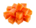 Fresh sliced carrot. Cubes isolated on white Royalty Free Stock Photo