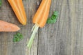 Fresh sliced carrots on wooden table rustic Royalty Free Stock Photo