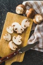 Fresh sliced champignon mushrooms Royalty Free Stock Photo