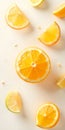 Fresh Sliced Citrus Fruits on White Background in Minimal Style
