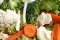 Fresh sliced colorful vegetables - broccoli, carrots, cauliflower. Royalty Free Stock Photo