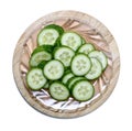 Fresh sliced cucumber on board isolated Royalty Free Stock Photo