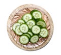 Fresh sliced cucumber on board isolated Royalty Free Stock Photo