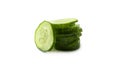 Fresh sliced cucumber. Close up. Isolated on white background. Royalty Free Stock Photo