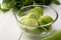 Fresh sliced cucumbers in glass bowl Royalty Free Stock Photo