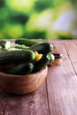 Fresh and sliced cucumbers. Sliced cucumbers on a cutting board. Royalty Free Stock Photo