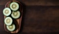 Fresh Sliced Cucumbers on a Wooden Plate, Copy Space