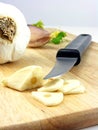 Fresh sliced garlic