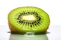 Fresh sliced kiwi splashing into cold water isolated on white background. Generative ai Royalty Free Stock Photo