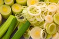 Fresh sliced leeks Royalty Free Stock Photo
