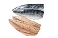 Fresh sliced mackerel fillet fish. Isolated on white background. Royalty Free Stock Photo