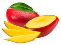 fresh sliced mango isolated on white background. exotic fruit. clipping path Royalty Free Stock Photo