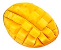 Fresh sliced mango isolated on white background. exotic fruit. clipping path. top view Royalty Free Stock Photo