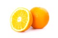 Fresh sliced orange close-up on a white background.high vitamin C fruit Royalty Free Stock Photo