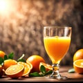 Orange Juice In Glass With Oranges On Wood Royalty Free Stock Photo