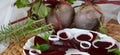 Fresh sliced organic beetroot with onion decorated on a white plate Royalty Free Stock Photo