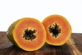 Fresh sliced papaya fruit