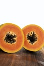 Fresh sliced papaya fruit