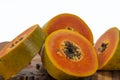 Fresh sliced papaya fruit