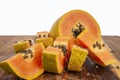 Fresh sliced papaya fruit