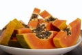 Fresh sliced papaya fruit