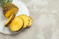 Fresh sliced pineapple on a cutting board Royalty Free Stock Photo