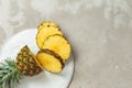 Fresh sliced pineapple on a cutting board Royalty Free Stock Photo