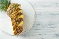 Fresh sliced pineapple on a cutting board Royalty Free Stock Photo