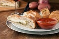 Fresh Sliced Stromboli Stuffed Bread Royalty Free Stock Photo